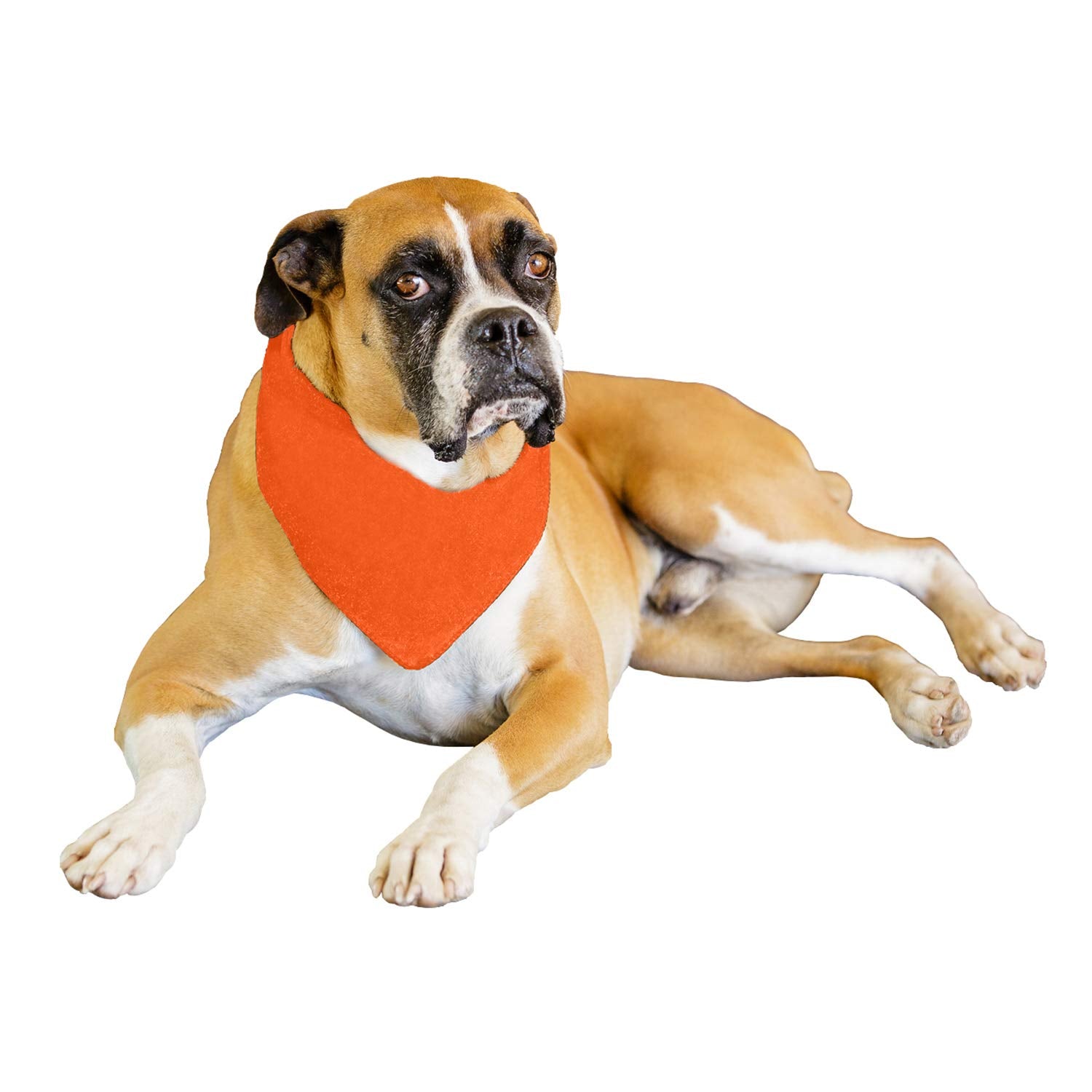 9 Pack Solid Polyester Dog Neckerchief Triangle Bibs - Extra Large (Orange)