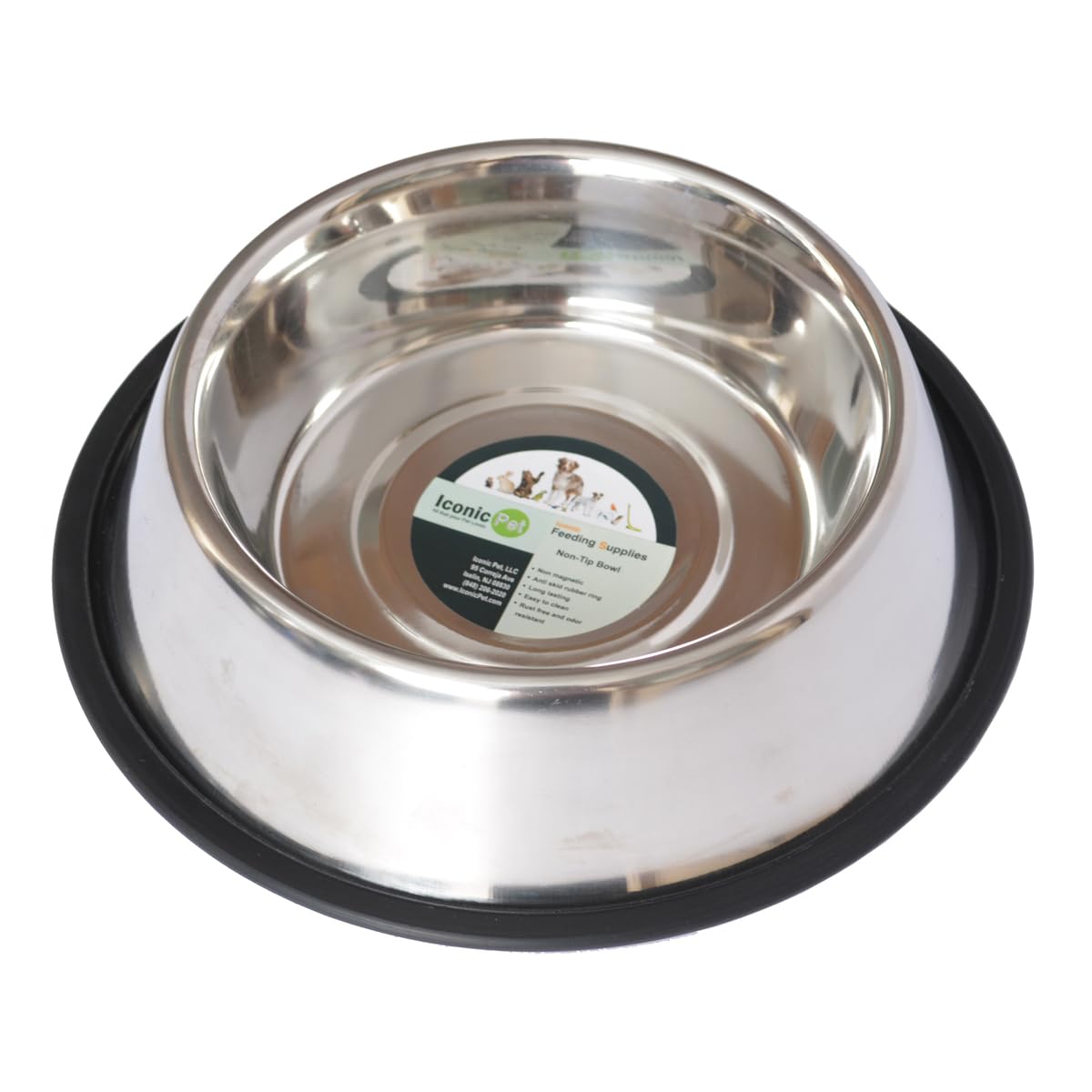 ICONIC PET 16 oz/ 2 Cup Stainless Steel Non Skid Pet Food/Water Bowl with Rubber Ring - Rust Free, Dog/Cat Feeding Bowl is Dishw
