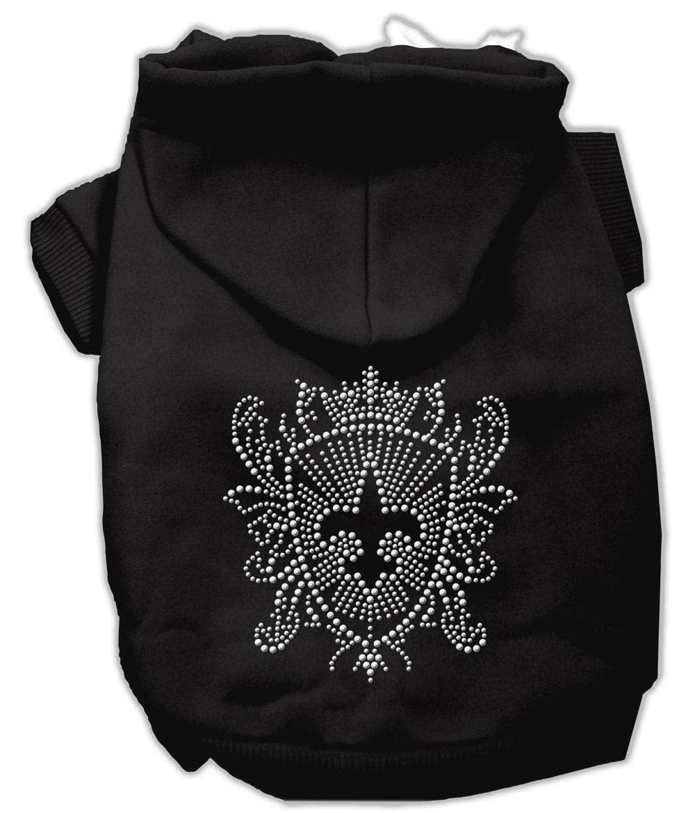 Mirage Pet Products 8-Inch Rhinestone Fleur De Lis Shield Hoodies, X-Small, Red