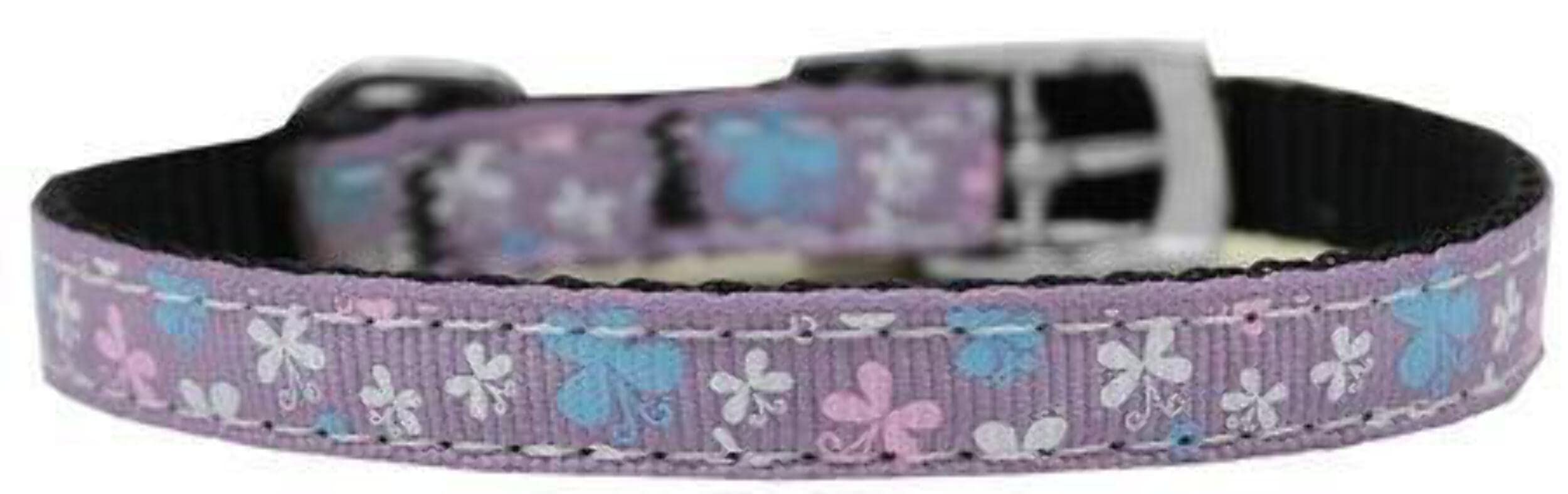 Mirage Pet Products Butterfly Nylon Dog Collar with Classic Buckle, Size 16, Lavender