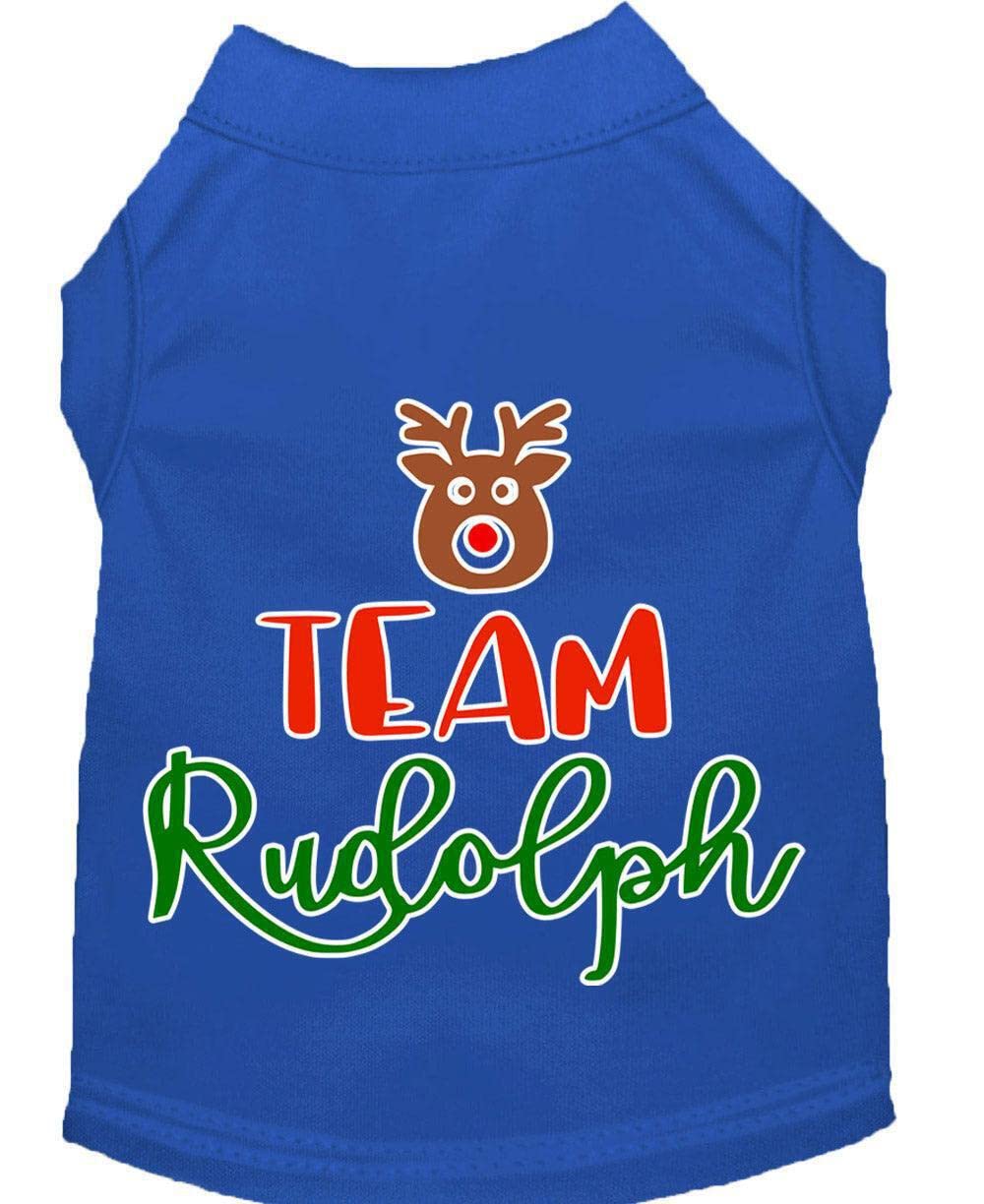 Christmas Pet Dog & Cat Shirt Screen Printed, "Team Rudolph" Brown SM (3-6 lbs.)