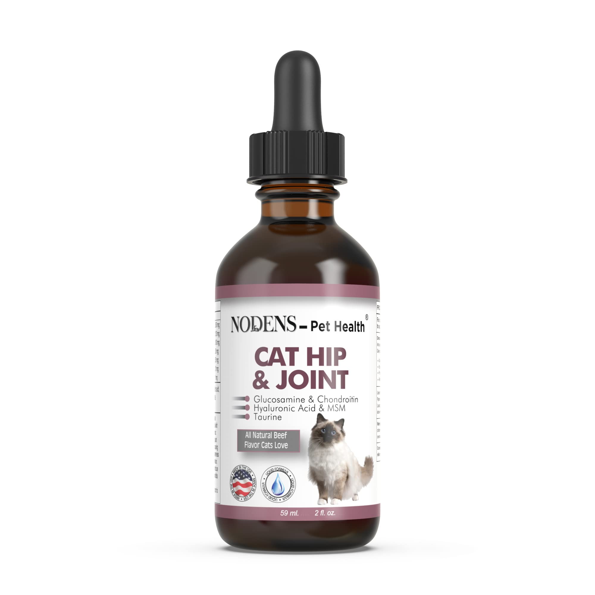 NODENS CAT Hip and Joint Glucosamine for Cats with Chondroitin - Cat Pain Relief from Inflammation - Cat Joint Supplement for Im