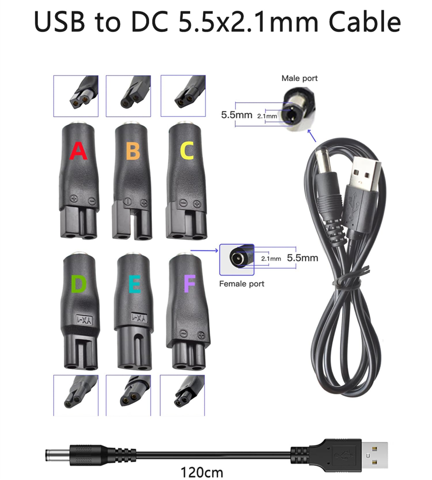 Aliwisdom Universal Replacement Charger Usb For Various Brands Electric Hairdressers/Electric Dog Clippers/Electric Shavers/Hair