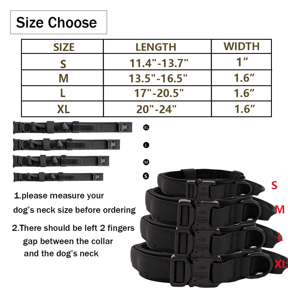 Tactical Dog Collar Military Dog Collar Adjustable Nylon Dog Collar Heavy Duty Metal Buckle With Handle For Dog Training ( Blue ,Xl )