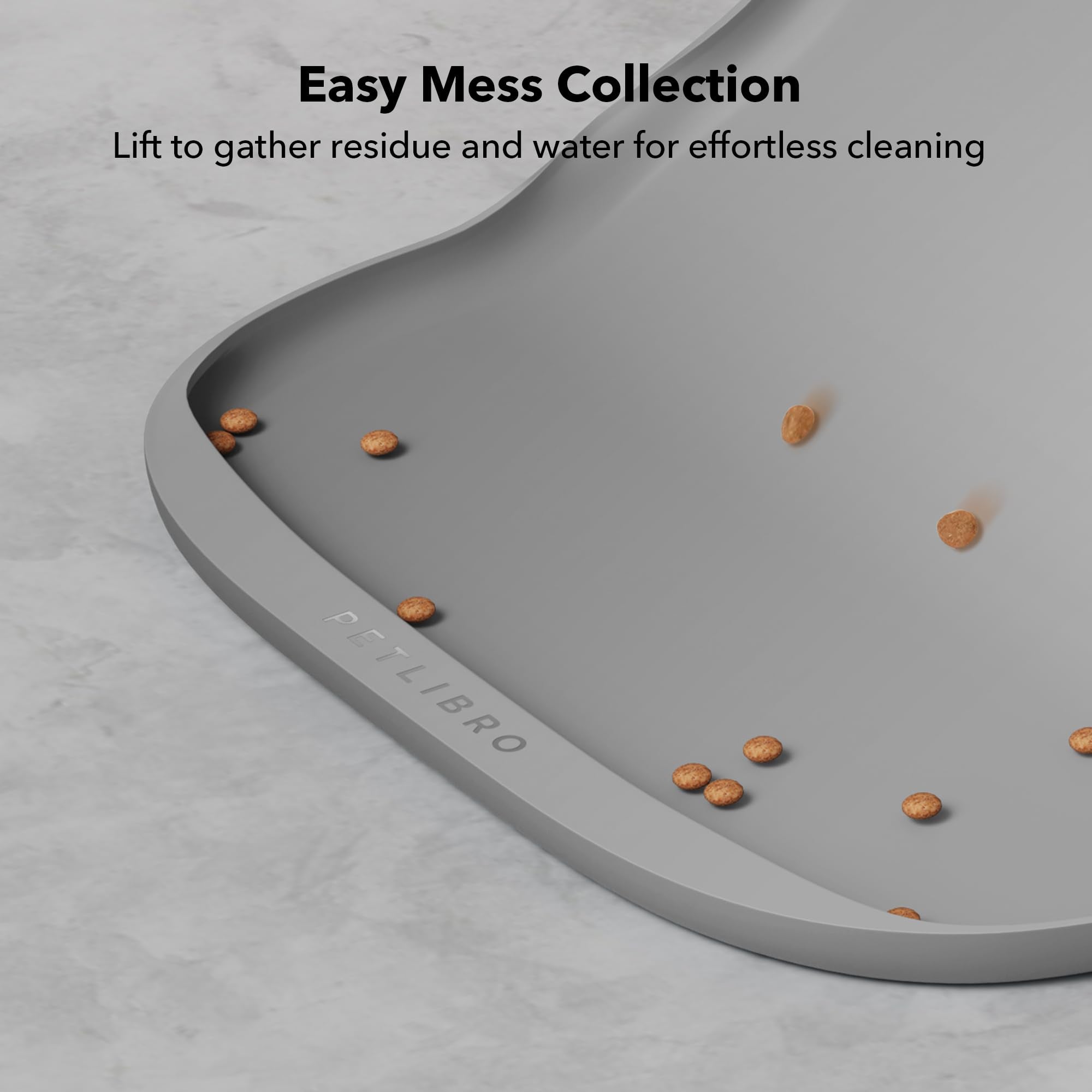 PETLIBRO Extra Large Dog Bowl Mat, Non-Slip Waterproof Silicone Feeding Mat, 22"x16.5", Grey, Model PLPM001