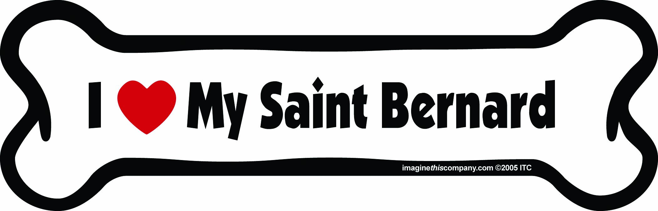 Imagine This Bone Car Magnet, I Love My St. Bernard, 2-Inch by 7-Inch
