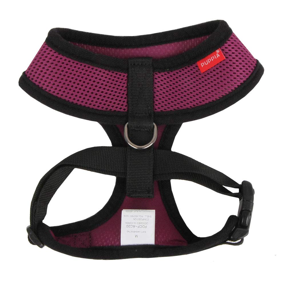 Puppia Soft Dog Harness No Choke Over-The-Head Triple Layered Breathable Mesh Adjustable Chest Belt And Quick-Release Buckle, Purple, Large