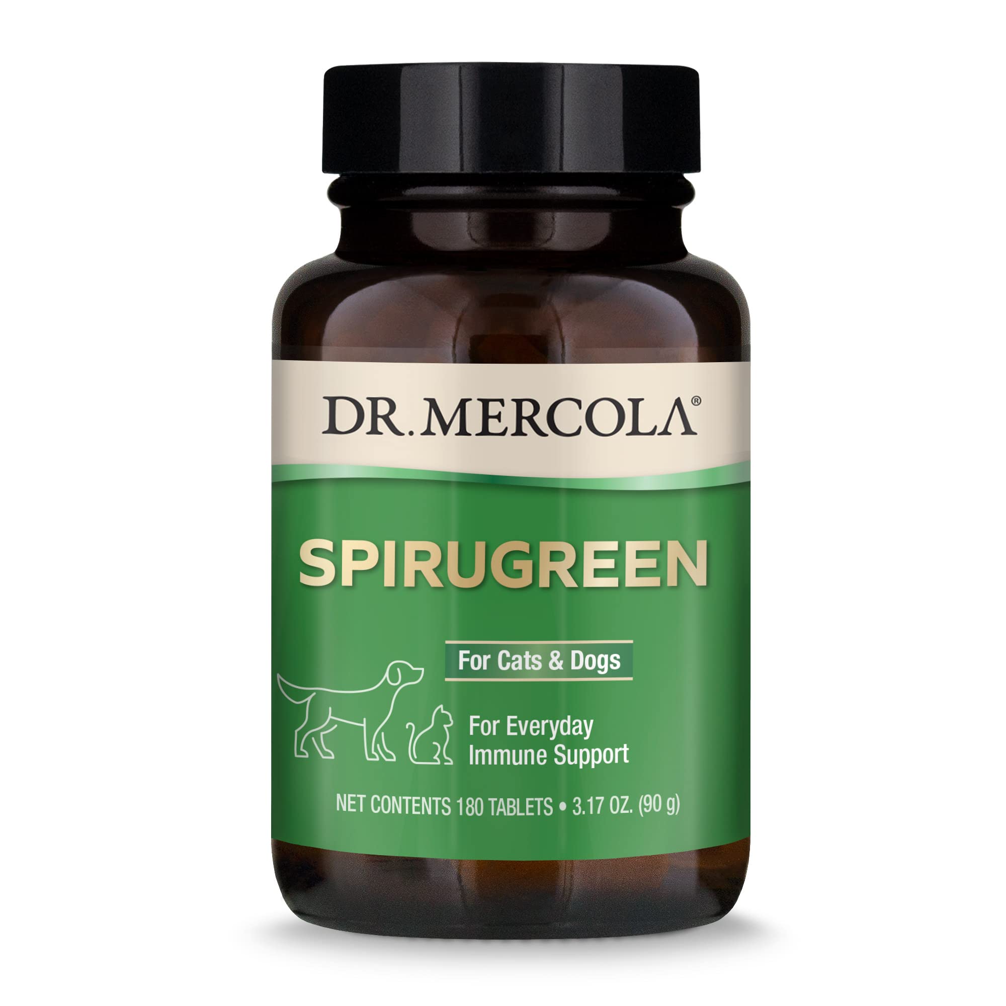 Dr. Mercola, SpiruGreen, for Cats and Dogs (180 Tablets), with Organic Spirulina and Microalgae,Organic Spirulina, Non GMO, Soy 