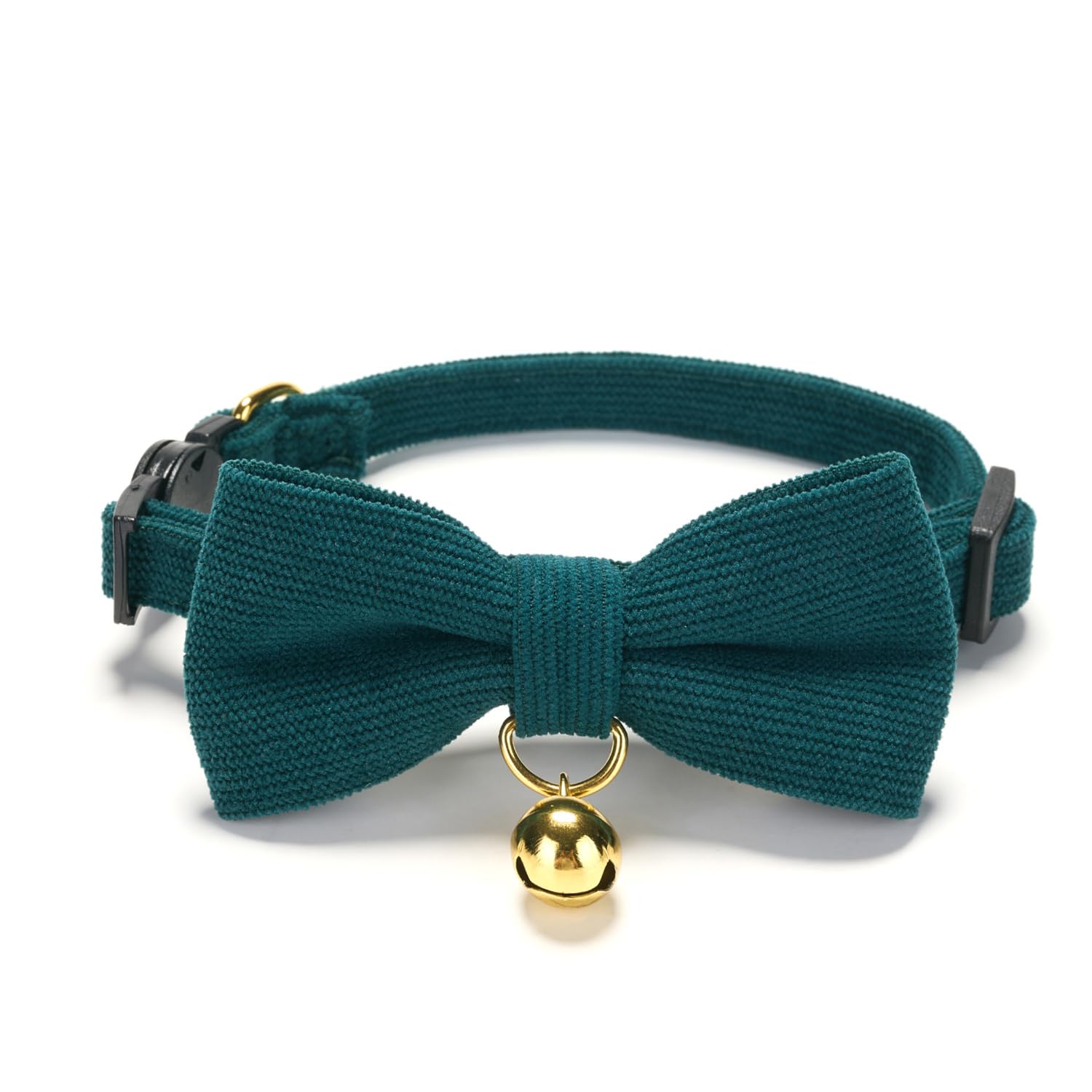 Ewinoom 2 Pack Soft Corduroy Cat Collars With Bow Tie & Bell, Adjustable Breakaway Cotton Kitty Bowtie Collar For Boy Male Cats(
