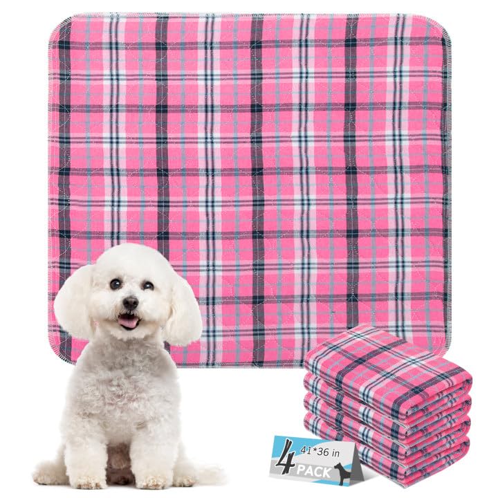 Esgpet Washable Pee Pads For Dogs - 41   X36    4Pcs, Whelping Pad For Puppy Training, Playpen Crate Bed Floor Protector, Reusab