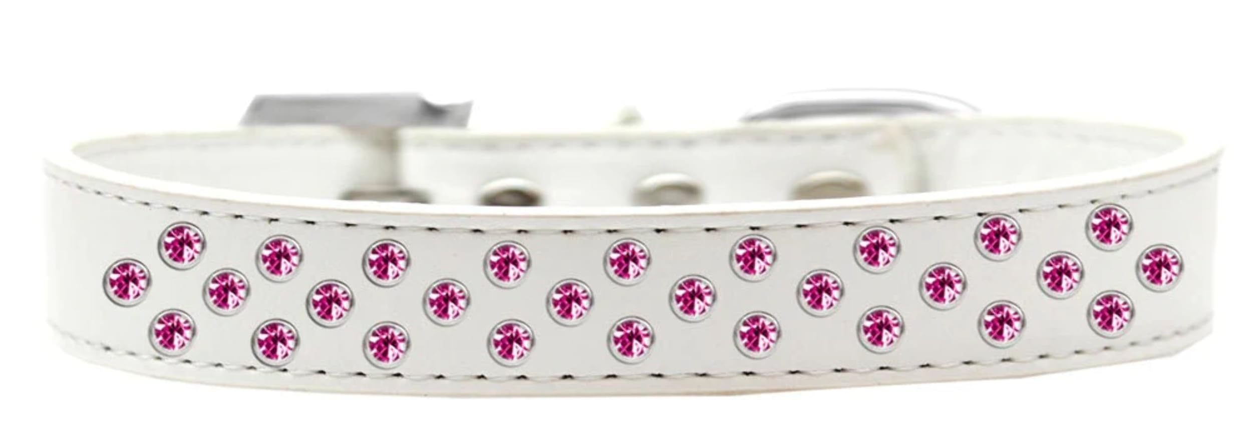 Dog, Puppy & Pet Fashion Collar, Bright Pink Crystal Rimsets Sprinkles White 20