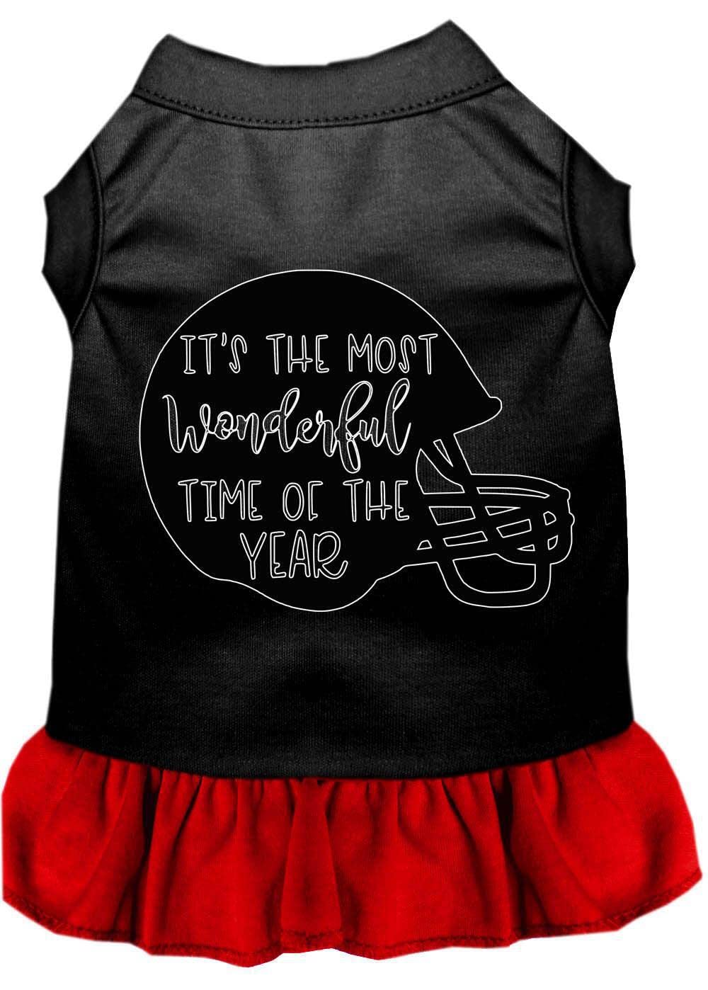 Pet Dog & Cat Dress Screen Printed, "Most Wonderful Time of the Year (Football)" Baby Blue LG (10-14 lbs.)