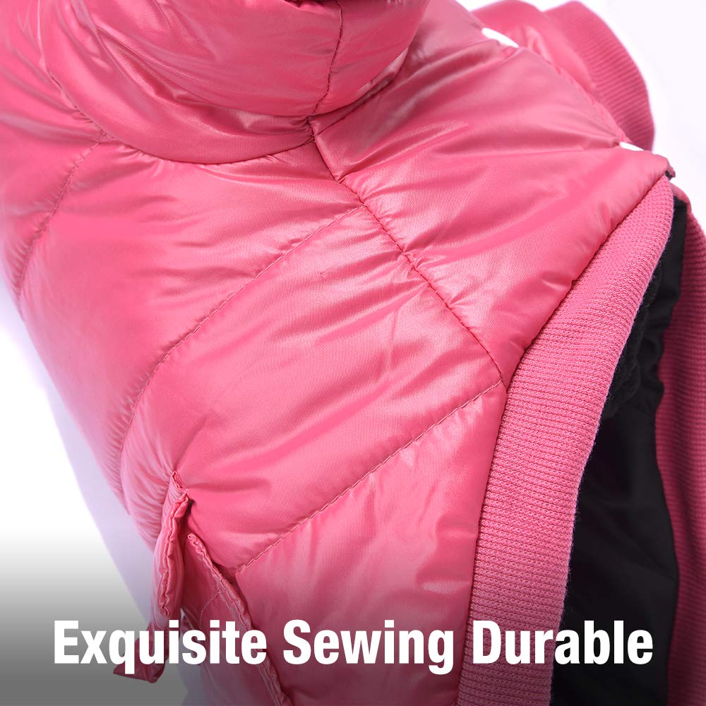 LESYPET Warm Dog Coat Small Dogs Waterproof Dog Jacket Extra Warm Doggie Winter Coat Windproof Puffer Jacket, Pink S