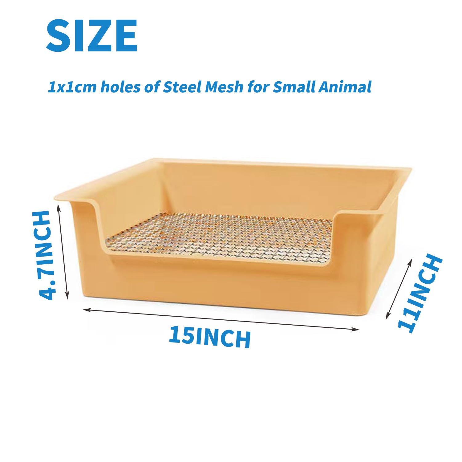 PODOO Rabbit Litter Box - Steel Mesh Training Pan, 15x11x4.7in, White, for Small Animals