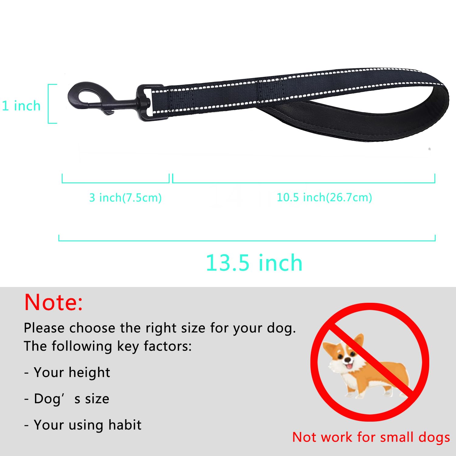 CHMETE Short Dog Leash Heavy Duty Dog Leash with Comfortable Padded Handle Reflective Training Dog leashes for Medium Large Dogs