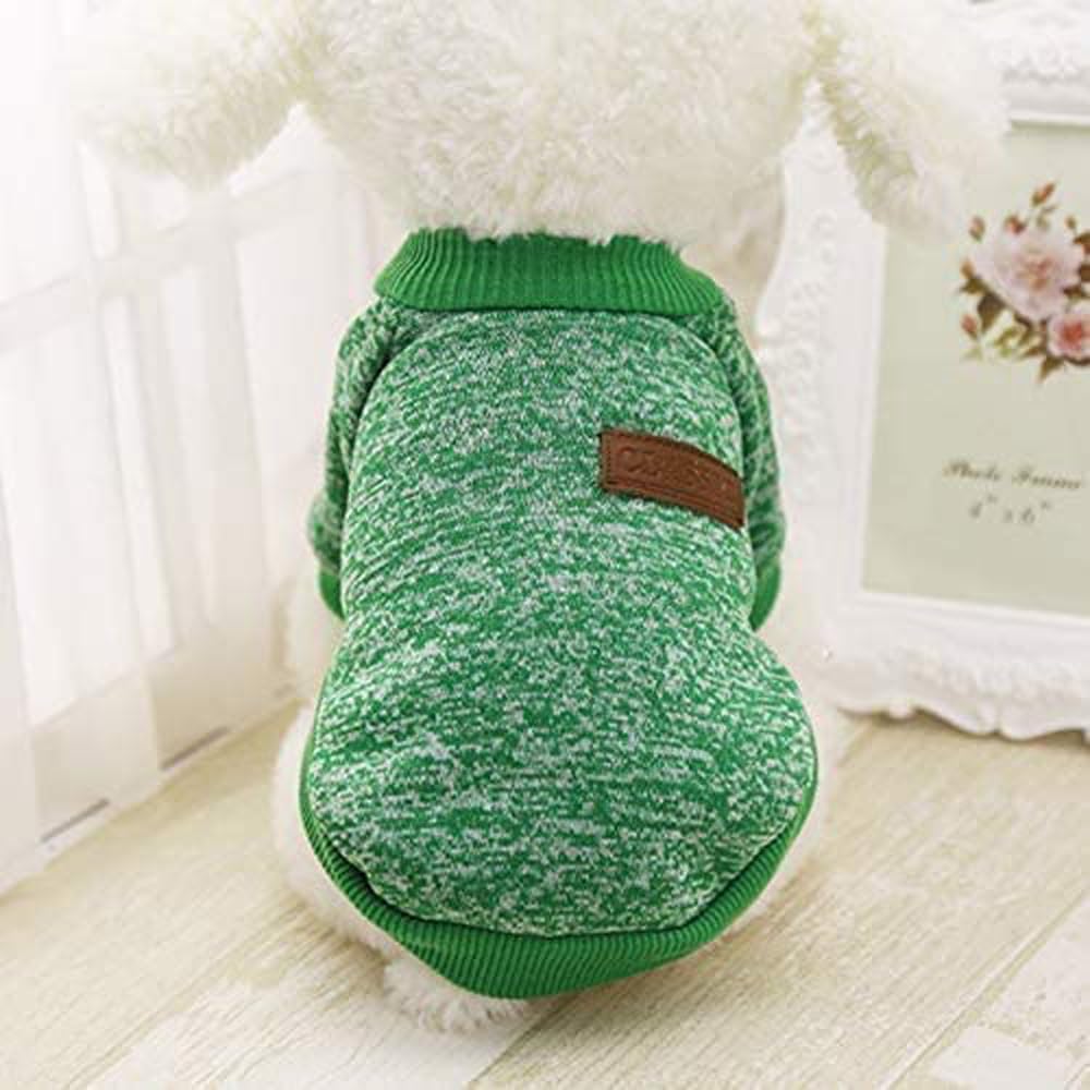 Idepet Pet Dog Classic Knitwear Sweater,Fleece Coat For Small,Medium Dog,Warm Pet Dog Cat Clothes,Soft Puppy Customes (L, Green)