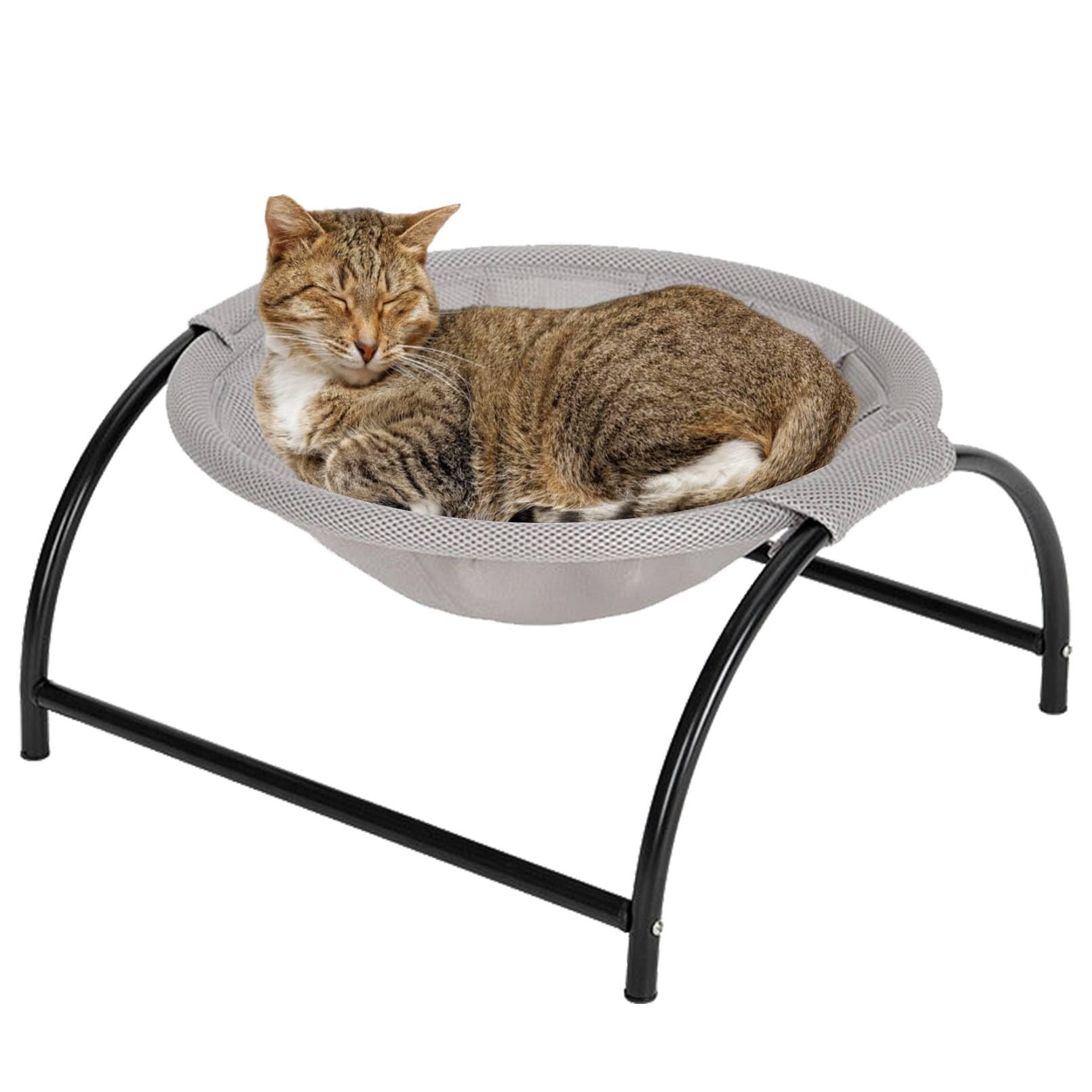 Fhiny Cat Hammock Bed, Removable & Washable Elevated Pet Hanging Nest Free-Standing Breathable Cooling Cot Sofa With Heavy Duty Iron Frames For Indoor Cats Kitten Puppy Sleeping