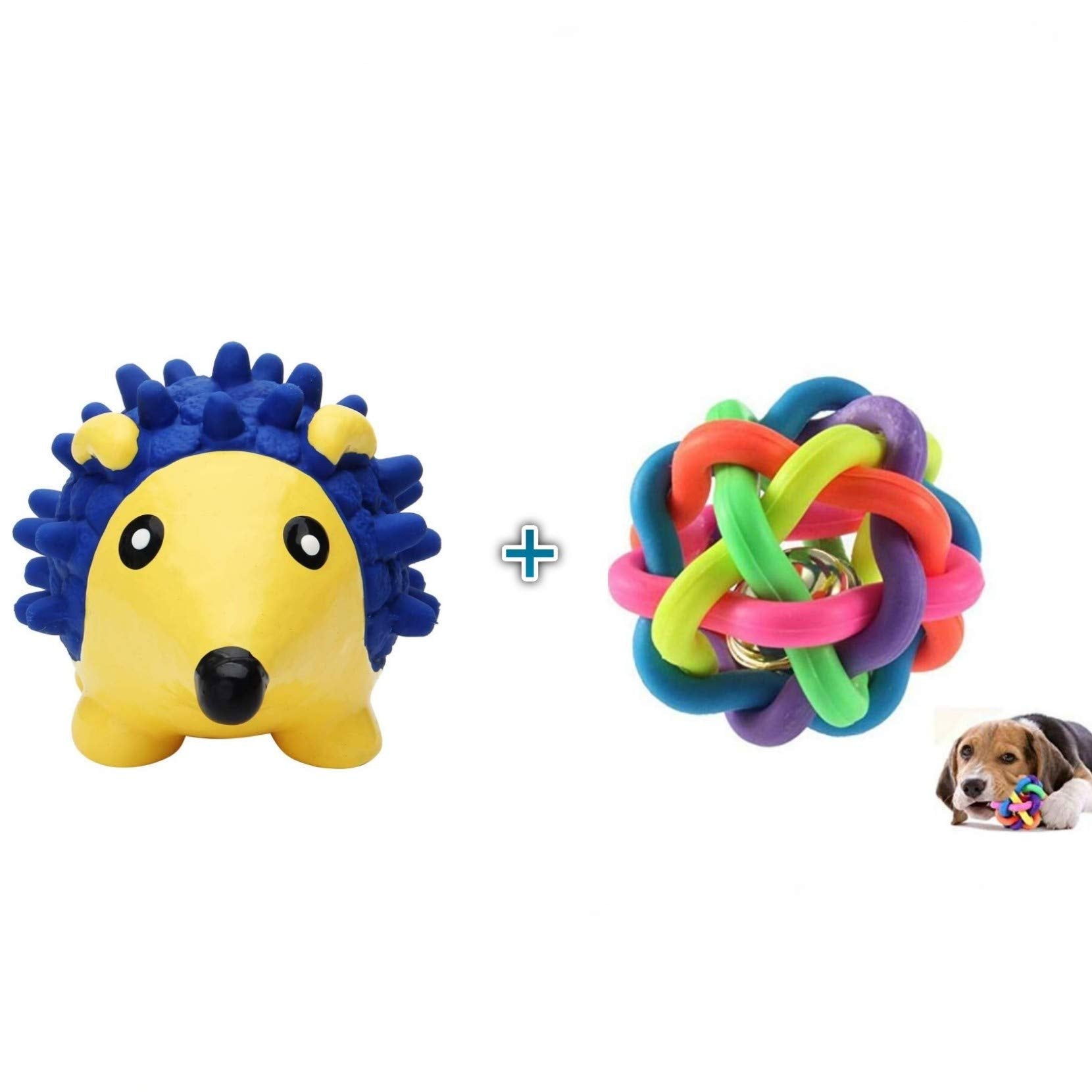 Petlicious & More Puppy Hedgehog Chew & Squeaky Toy Interactive Dog Toy Puppy Teething Toy Puppy Ball Rainbow Ball Dog Ball (Col