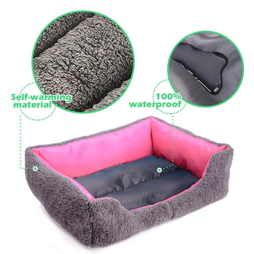 Barelove Square Large Dog Bed Mattress Washable Pads Room Waterproof Bottom ( Hot Pink )