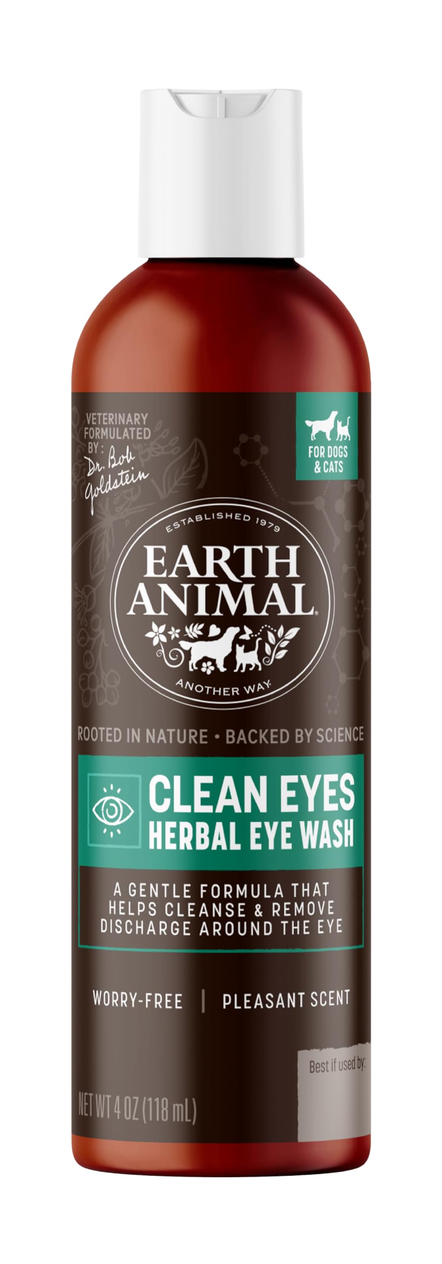 Earth Animal Apothecary Natural Grooming - Clean Eyes Herbal Eye Wash Cleanser for Dogs & Cats - 4 fl oz