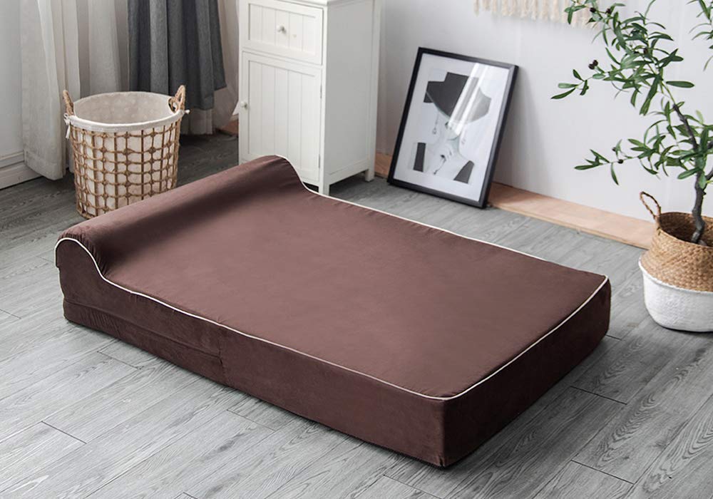 Orthopedic Dog Bed - 5.5-inch Thick Memory Foam Pet Bed with Pillow With Removable Cover & Free Waterproof Liner