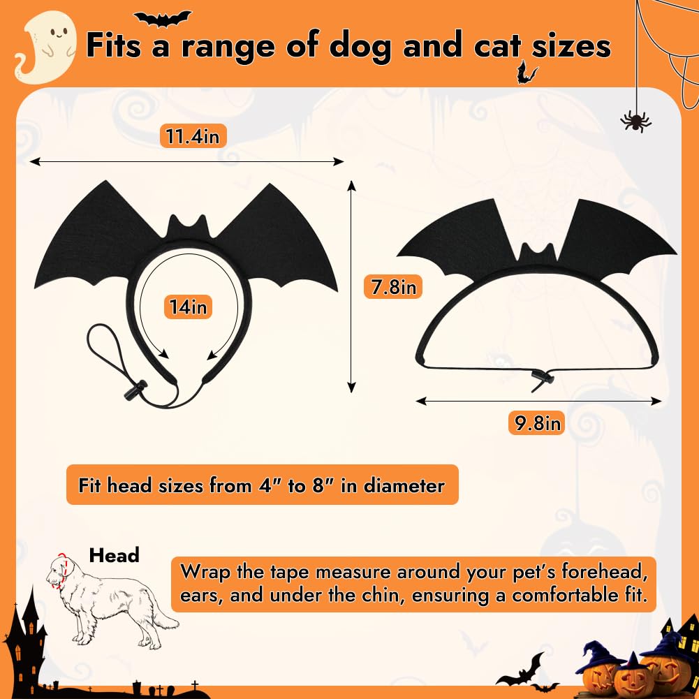 Vivifying Halloween Dog Bat Wing Headband 1 Pack – Adjustable Halloween Costume Accessories For Medium And Large Dogs, Cute Pet Headwear For Parties, Photos And Holiday Celebrations (Black)
