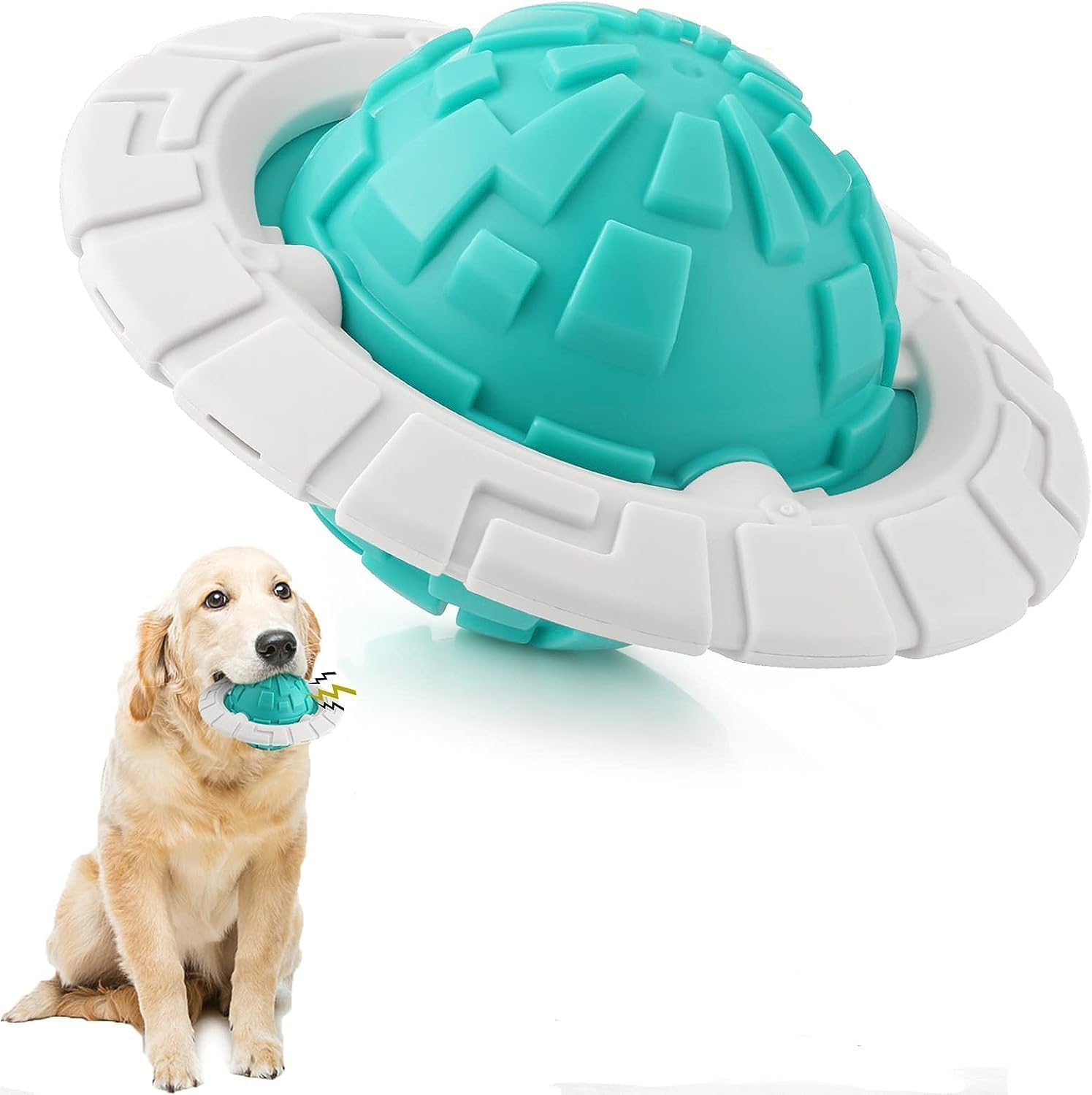Dissknic Kimee Dog Toys For Aggressive Chewers, Rubber Dog Ball Toy, Indestructible Squeaky Chew Toy, Interactive Fetch Ball For