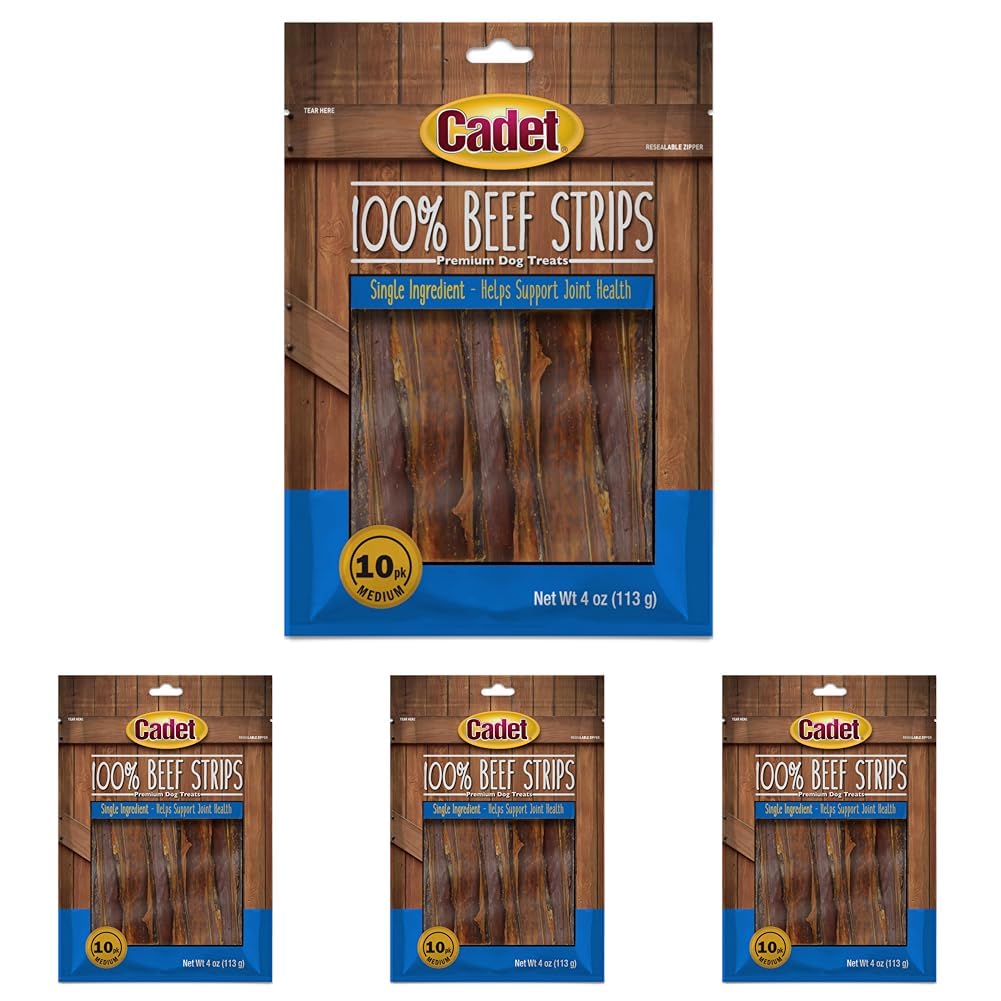 Cadet 100% Beef Strip Long Lasting Chews for Dogs,Ingredient Beef Esophagus Dog Treats,Natural High Protein Rawhide Alternative 