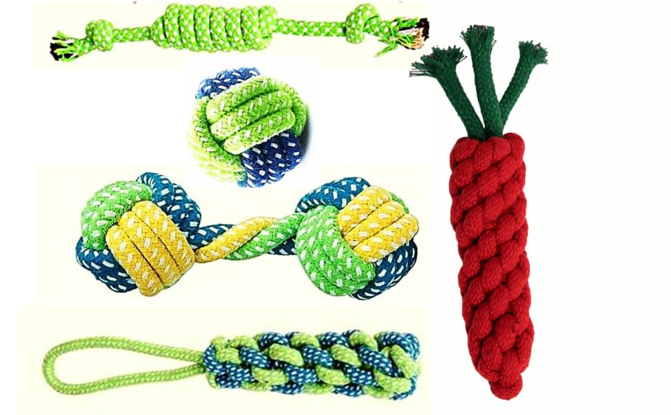 Psk Pet Mart Puppy Toys 5Pcs Small Dog Cotton Rope Chewing Toys Puppy Dog Chew Toys Teething Training, Dog Tug Rope Interactive 