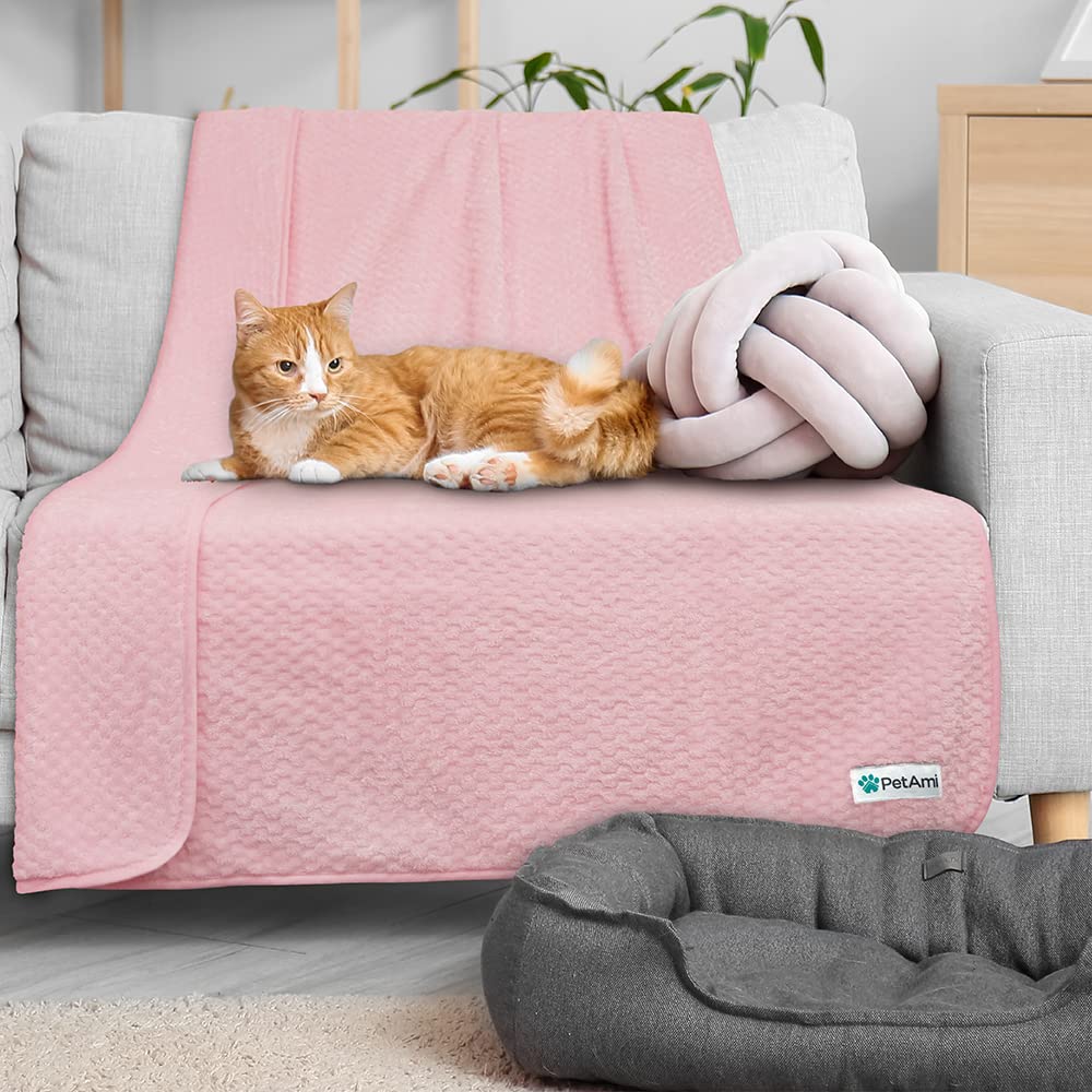 Petami Waterproof Dog Blanket, Leakproof Xl Pet Blanket For Large Dogs, Furniture Sofa Couch Cover Protector, Fleece Cat Throw For Bed Crate Kennel, Reversible Washable Soft Plush, Twin 60X80 Pink