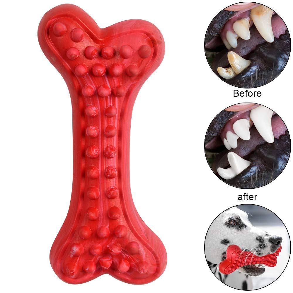 German Shepherd Dog Chew Toys for Aggressive Chewers,Indestructible Beef Flavored Tough Durable Dog Bone Toy Natural Rubber Teet