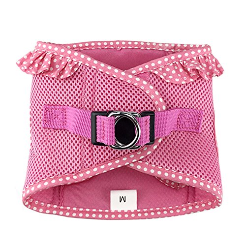 Doggie Design Dog Harness - No Choke Dog Harness, Dog Vest, Mesh Polyester, Pet Harness, Simple Step In And Go Design - Pink Polka Dot - S