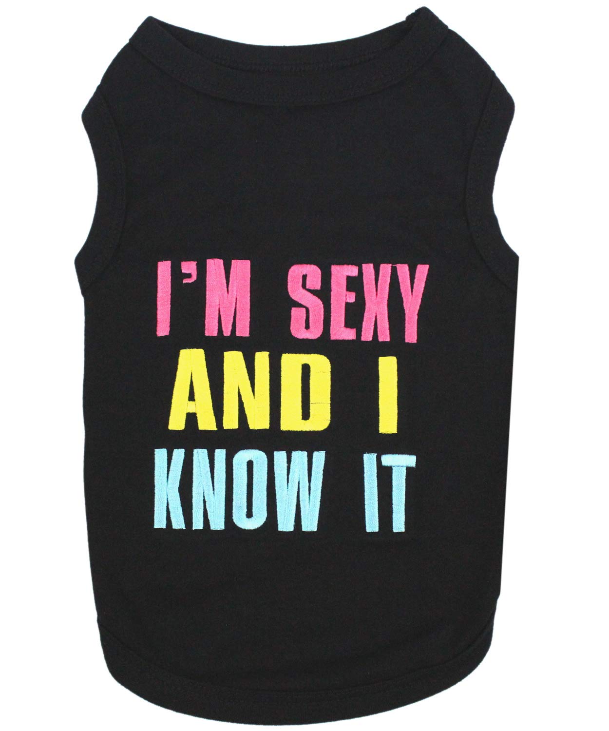 Parisian Pet Dog Cat Clothes Tee Shirts Embroidered T-Shirt Sexy And I Know It, M