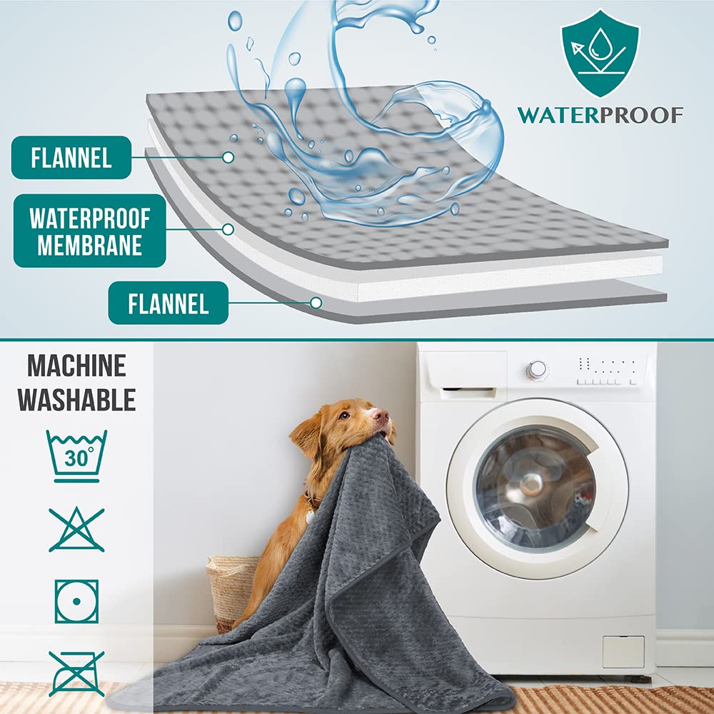 PetAmi Waterproof Dog Blanket, Leakproof Puppy Blanket for Small Medium Dogs, Furniture Sofa Couch Cover Protector, Fleece Pet T