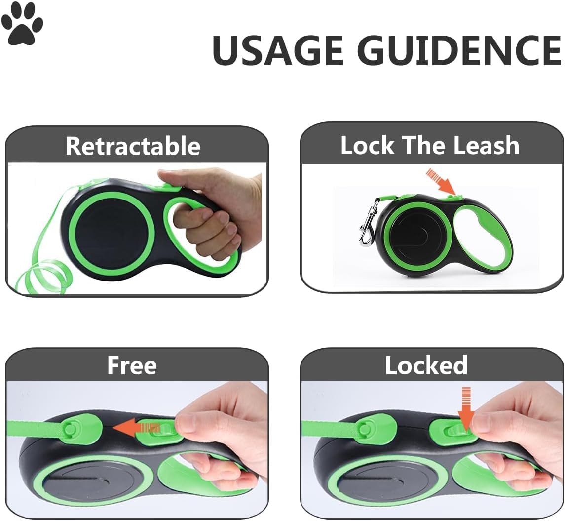 Haivebo Dual Retractable Dog Leash For 2 Dogs - 16Ft Heavy-Duty Retractable Leash For Small To Medium Dogs Up To 44Lbs, One-Hand