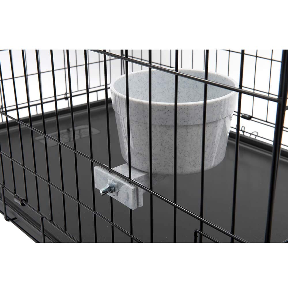 Lixit Quick Lock Removable Dog Kennel Bowls for Wire and Soft Sided Crates (40oz Wire Crate, Gray)