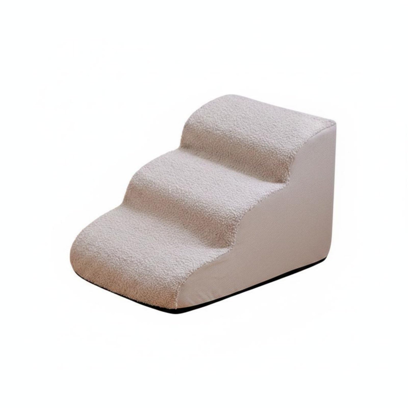 NonSlip Pet Stairs Washable Senior Dog Stairs Removable Cover Small Dog Ladder for Bed, Sofa, Gray, 3 Steps 35CM