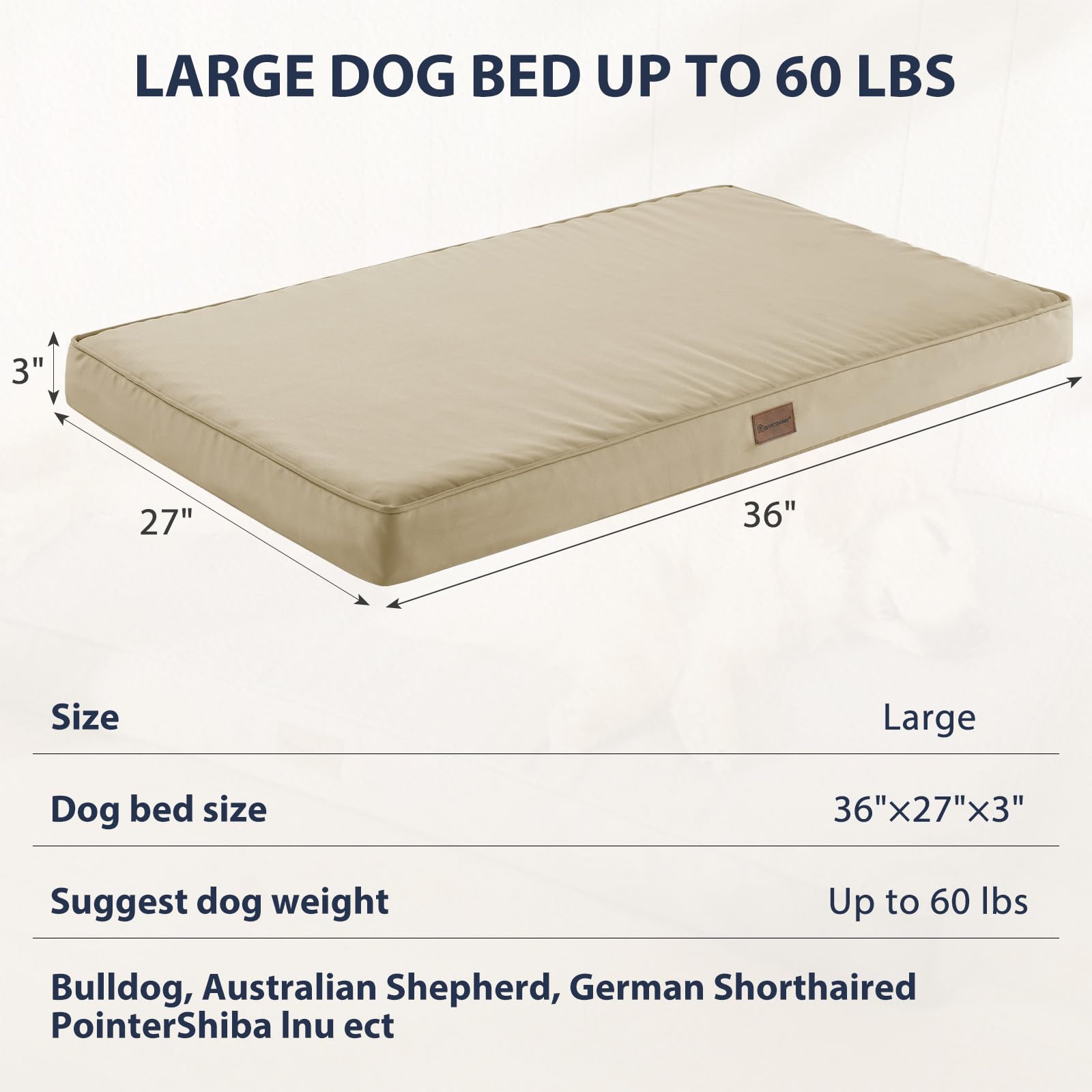 Bfpethome Outdoor Dog Bed For Large Dogs, Waterproof, Orthopedic With Removable Washable Cover, Egg Crate Foam Mat (36 X 27In, B
