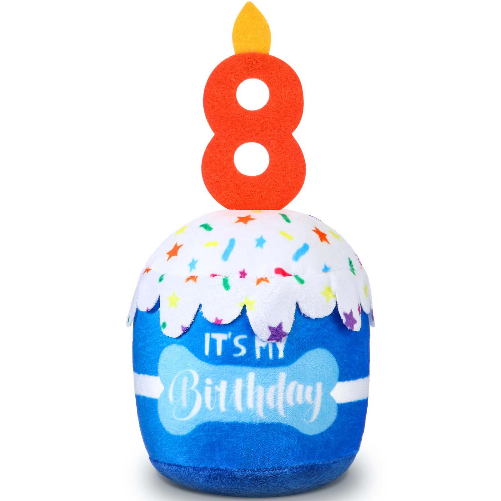 Dansydaisy Dog 8Th Birthday Cake Toy Accessories For Girl Boy Gifts, Blue Squeaky Plush Toy For Dog Birthday Party Decor Favor F