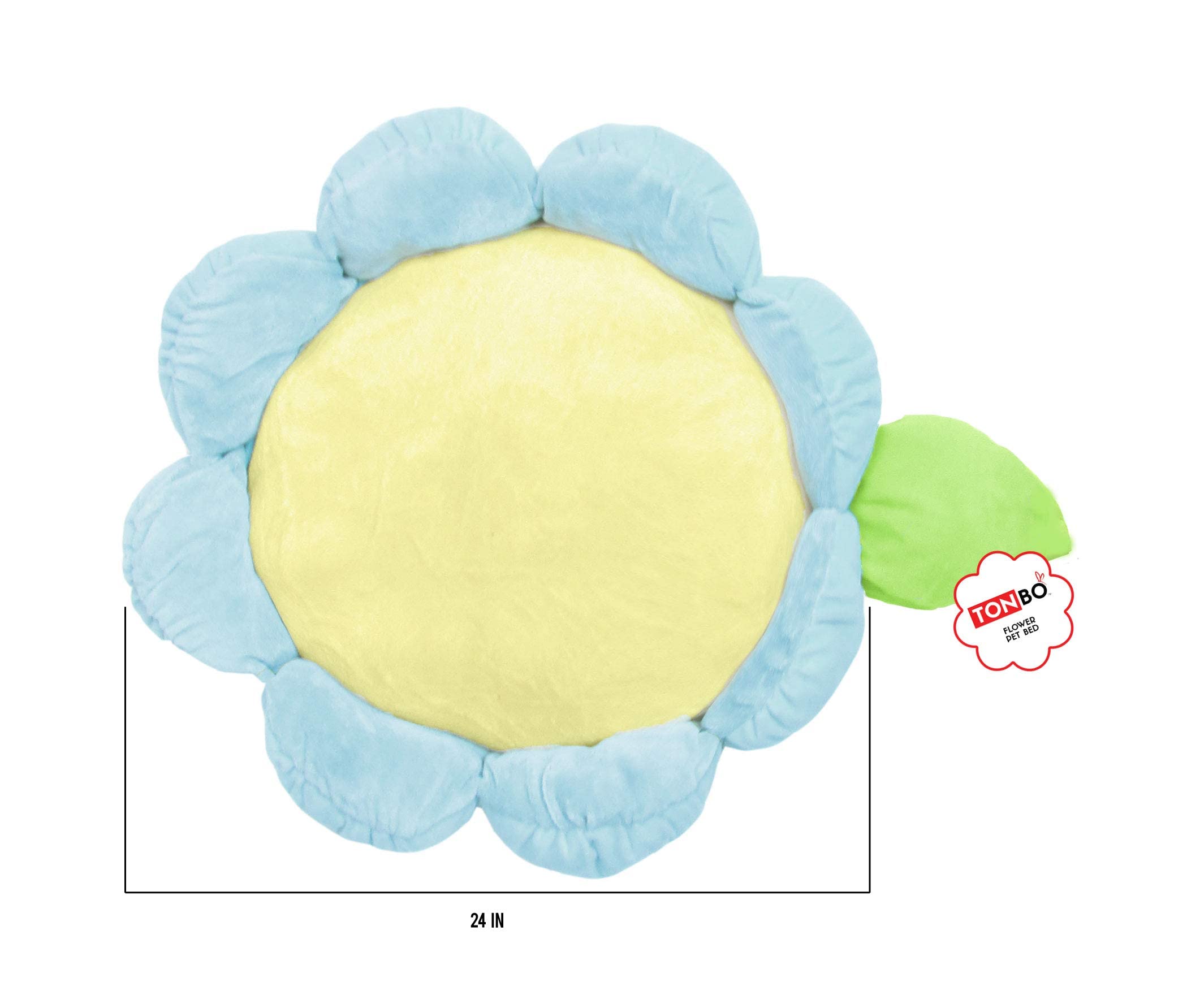 Tonbo Soft Plush Small Cute And Cozy Nature Dog Cat Bed, Washer And Dryer Friendly (Blue Flower)