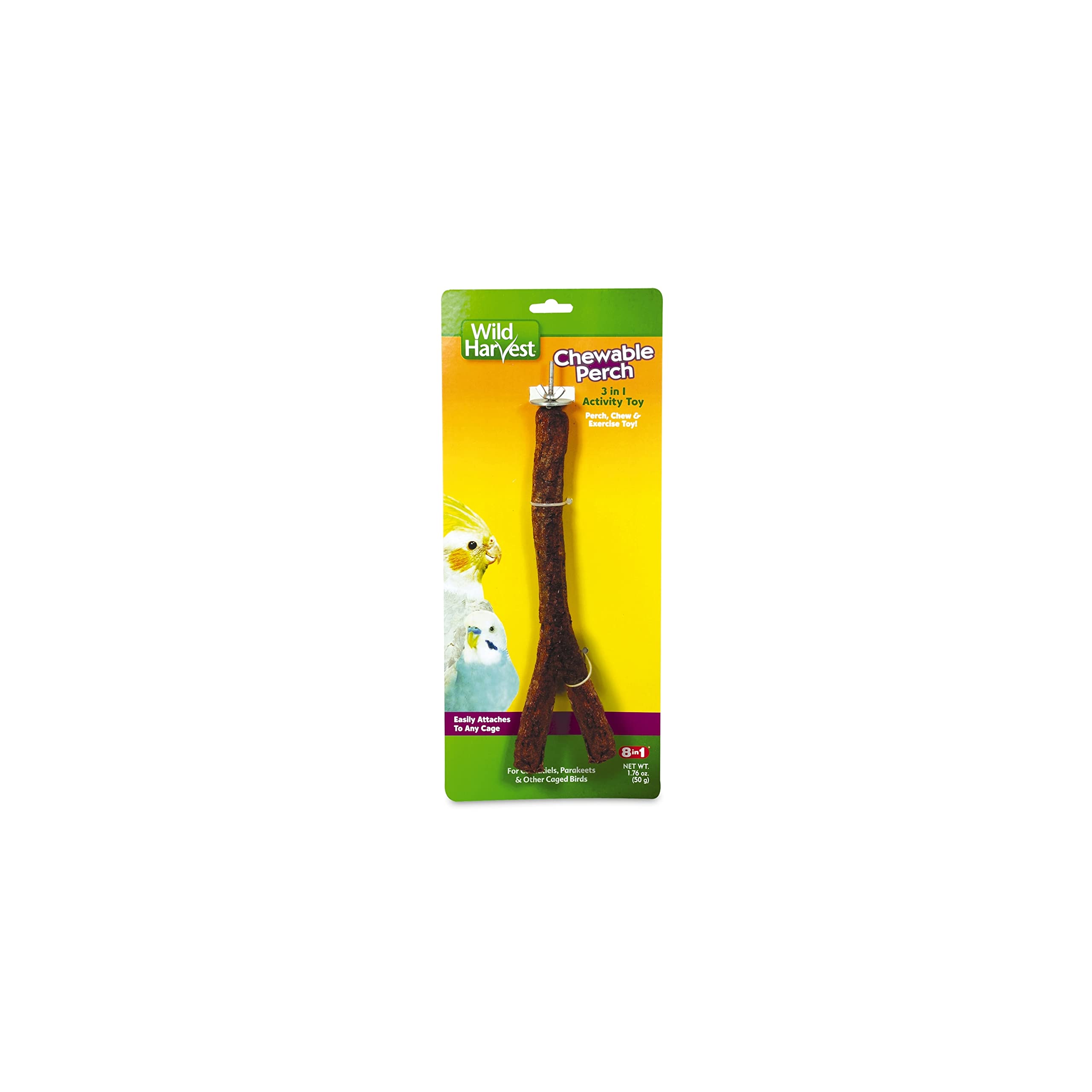 Wild Harvest Chewable Perch, 1.76 Ounce, Activity Toy And Treat For Cockatiels And Parakeets