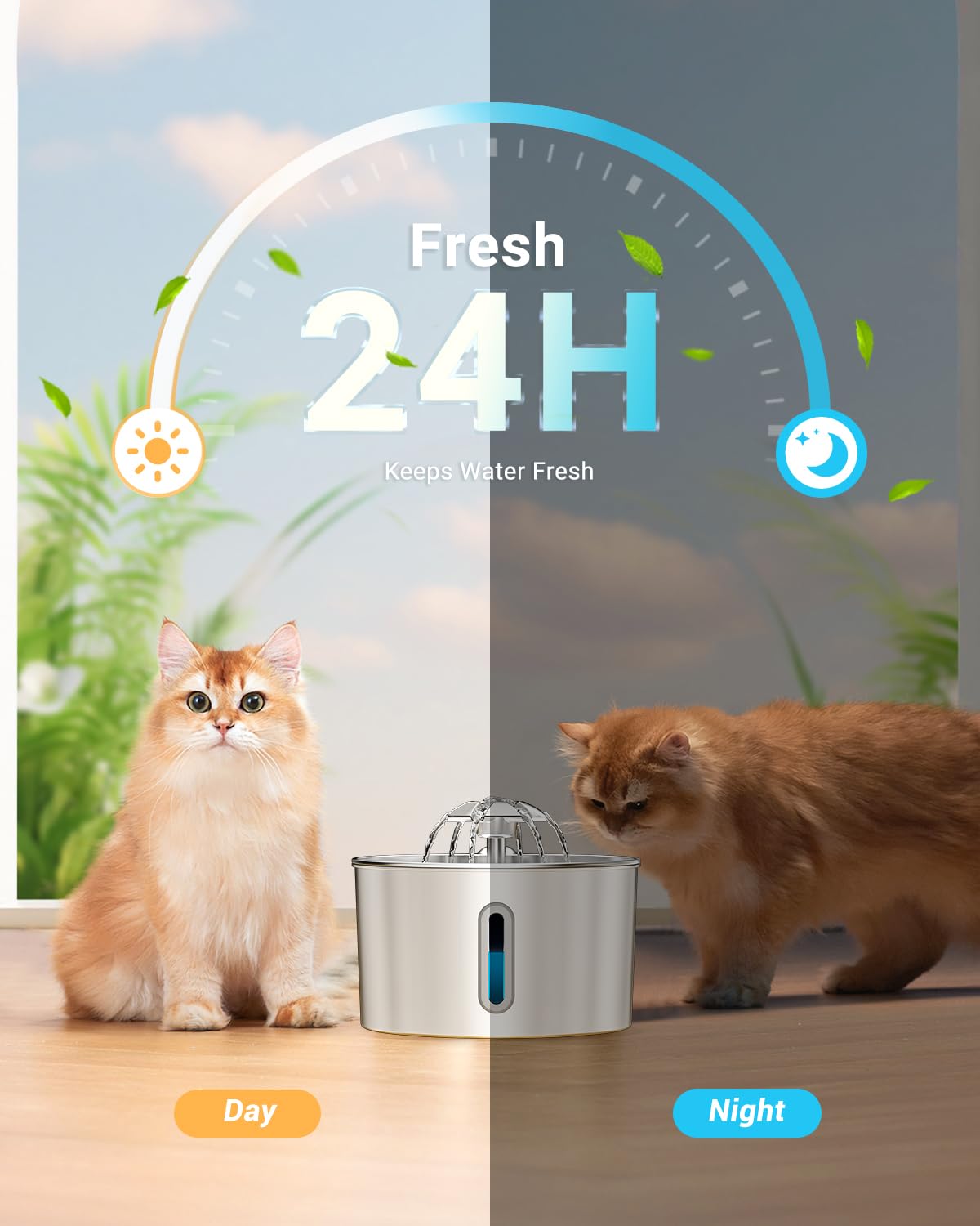 Cat Water Fountain Stainless Steel - 74oz/2.2L Pet Dog Water Dispenser Automatic Silent Cats Dispenser for Drinking Indoor Metal