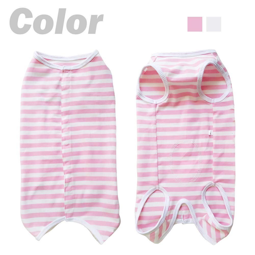 Dog’S Recovery Suit Post Surgery Shirt For Puppy, Wound Protective Clothes For Little Animals(Pink White Stripe-Xxs)