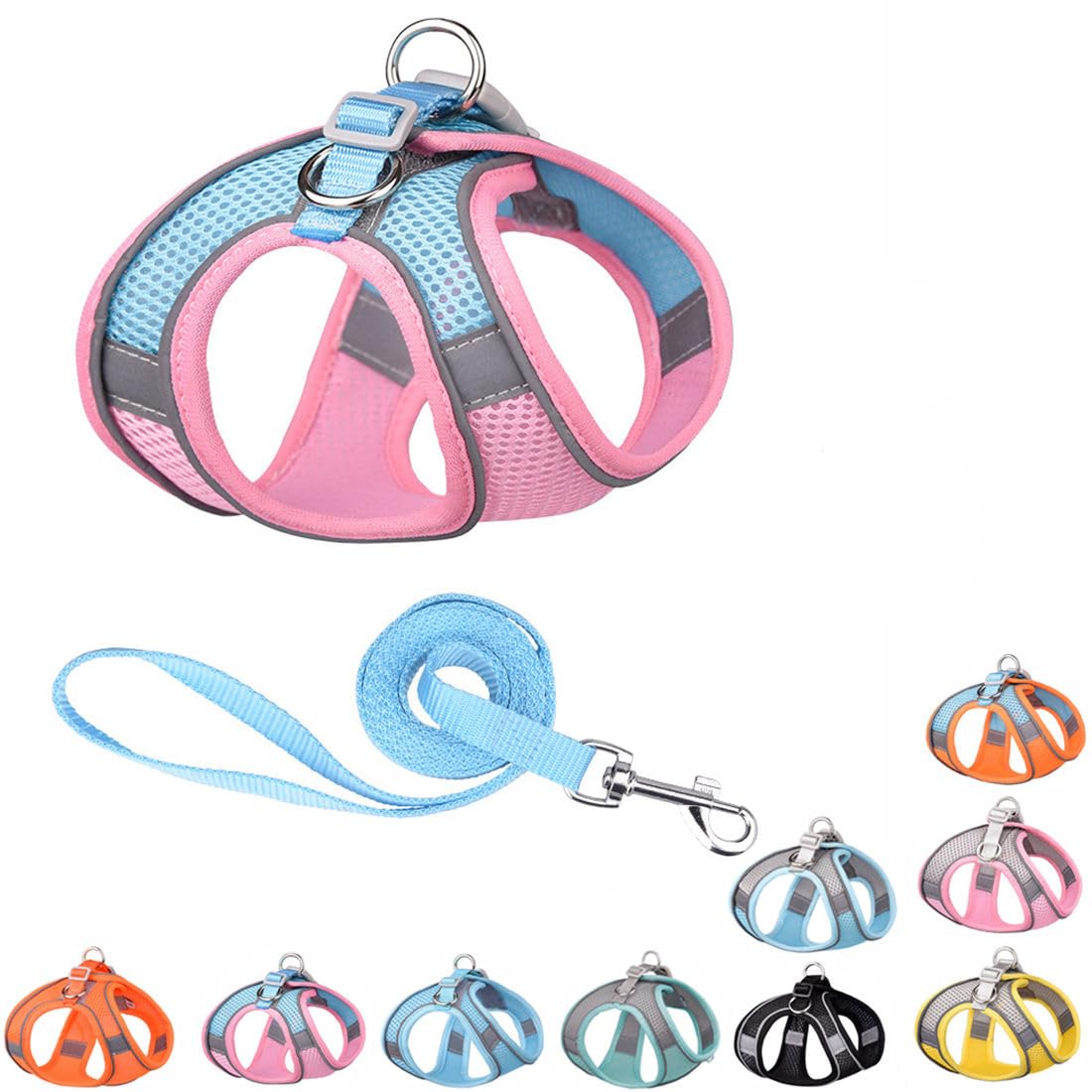 Dog Harness For Medium Dogs, No-Pull Dog Harness And Leash Set For Easy Walk, Breathable Mesh Reflective Dog Vest For Small Medi