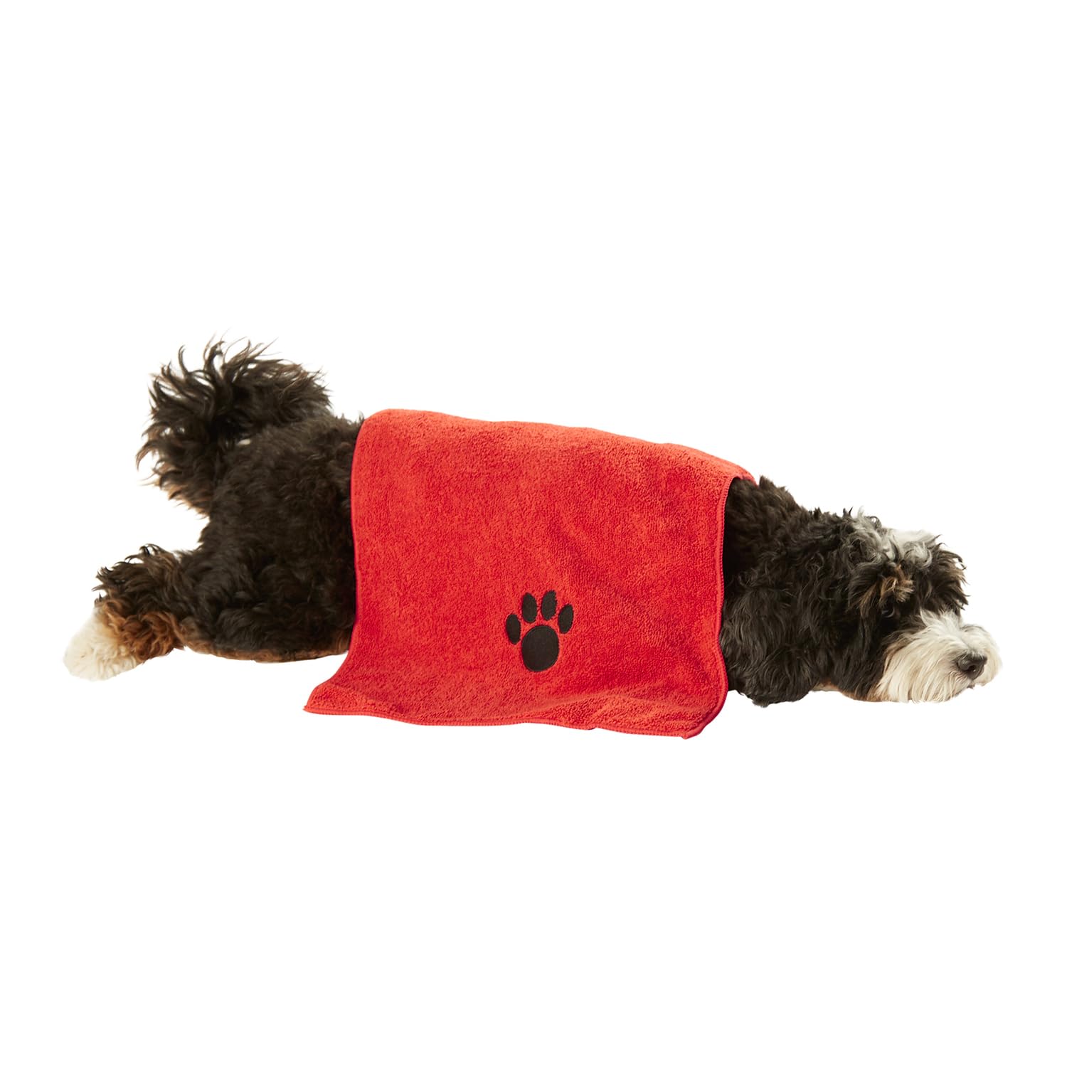 Bone Dry Pet Grooming Towel Collection Embroidered Absorbent Microfiber Drying Set, 15x30, Red, 3 Count