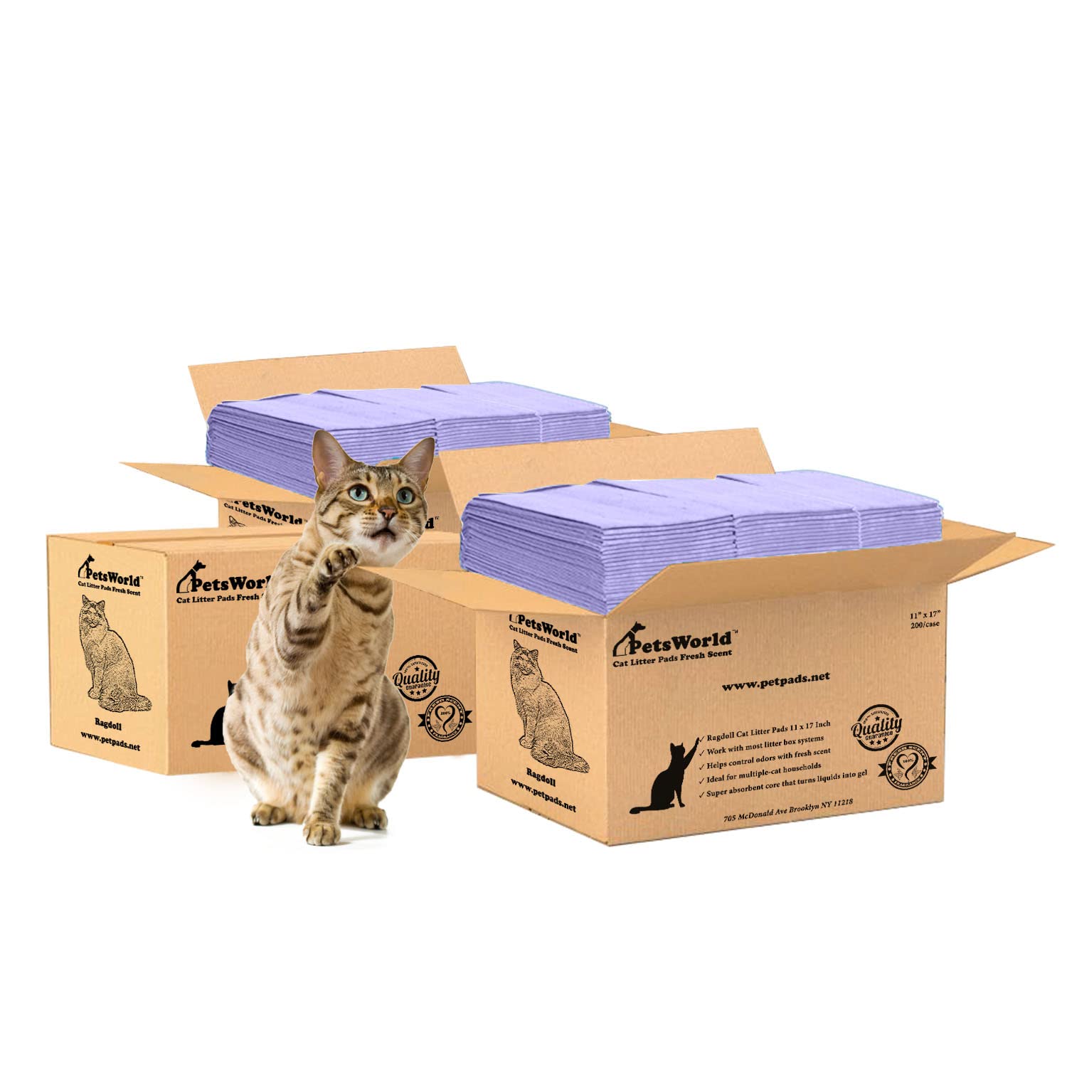 Petsworld Fresh Scented Cat Pads Refills For Tidy Cats Breeze Litter System 600 Pads For Cat Litter Box, 16.9X11.4 Inch