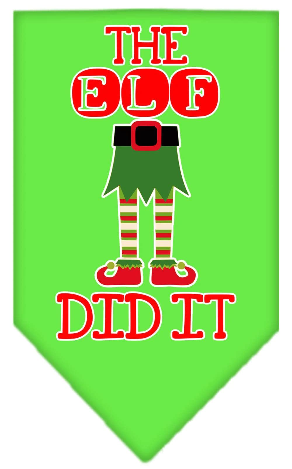 Christmas Pet and Dog Bandana Screen Printed, "The Elf Did It" Turquoise Large