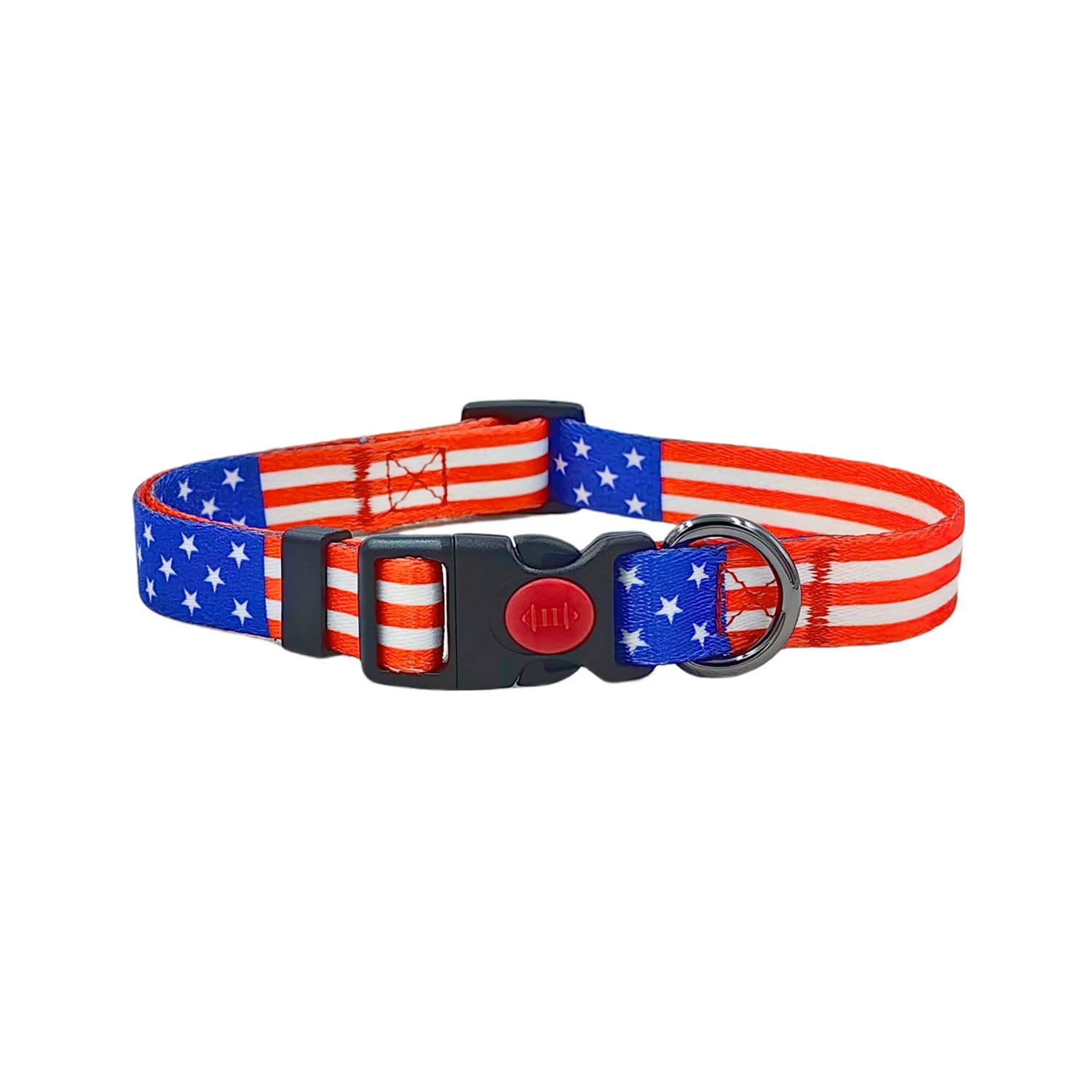 Olahibi Basic Dog Collar, American Flag Pattern, Soft And Durable Polyester Material, Adjustable Length, For Small Dogs.(S, Us F