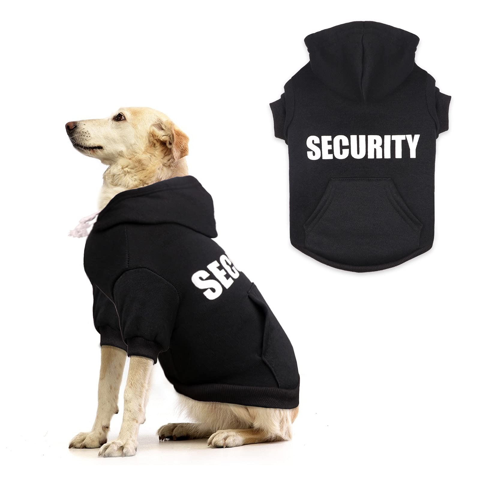 Security Dog Hoodie Dog Sweaters For Large Dogs Soft Brushed Fleece Clothes Hoodie Sweatshirt With Pocket(L)