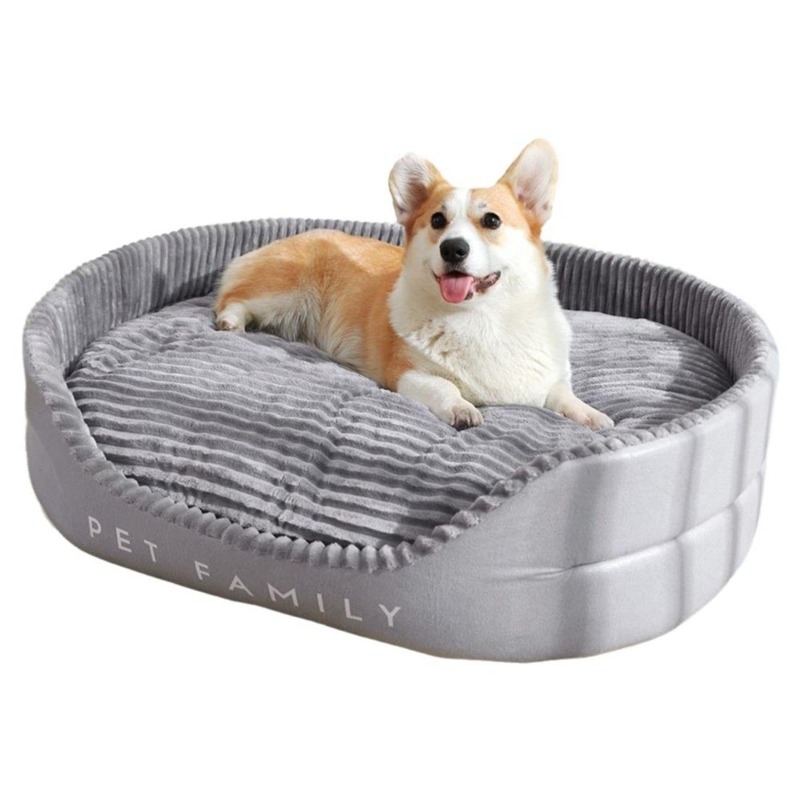 HEAVENGLOW Dog Bed, cleanable Pet Mat, Suitable for All Seasons, for Large Dogs, Removable Cover Silver Gray+Pad 65 * 50 * 20cm